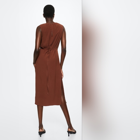 MANGO Belted textured midi dress - Picture 3 of 3